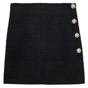 Tweed Contrast Texture High Waist gold buttons mini skirt